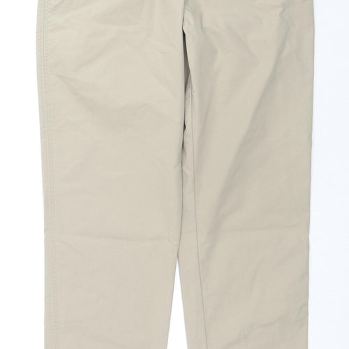Marks and Spencer Womens Beige Cotton Trousers Size 8 L28 in Regular Zip