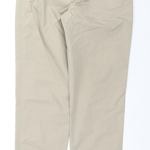 Marks and Spencer Womens Beige Cotton Trousers Size 8 L28 in Regular Zip