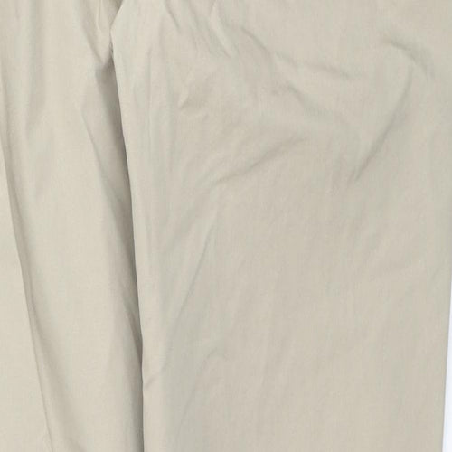 Marks and Spencer Womens Beige Cotton Trousers Size 8 L28 in Regular Zip