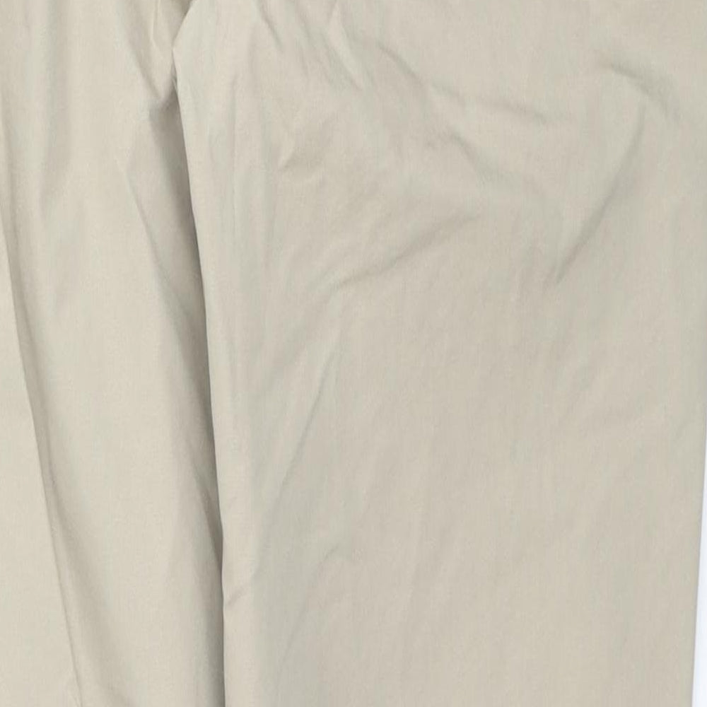 Marks and Spencer Womens Beige Cotton Trousers Size 8 L28 in Regular Zip