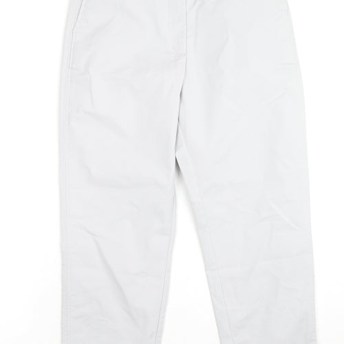 Marks and Spencer Womens Grey Cotton Trousers Size 6 L23 in Regular Zip