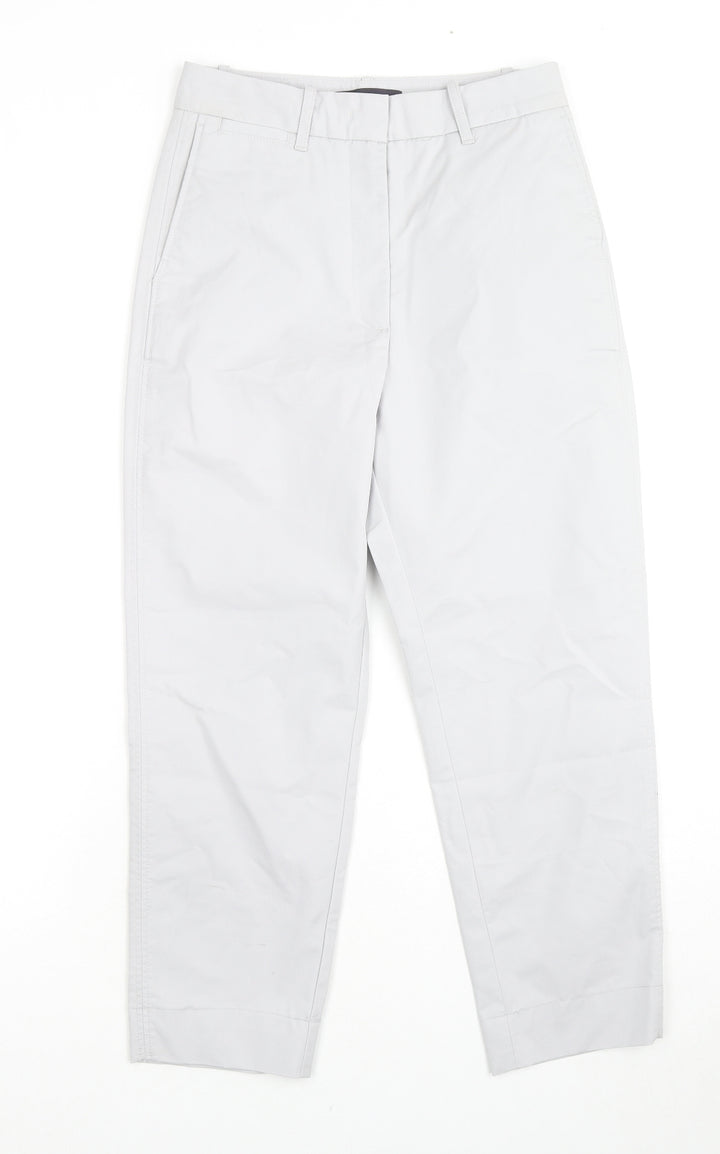 Marks and Spencer Womens Grey Cotton Trousers Size 6 L23 in Regular Zip