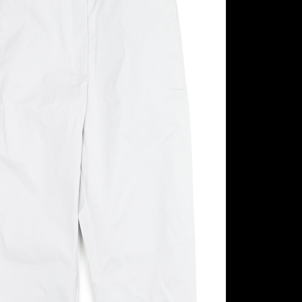 Marks and Spencer Womens Grey Cotton Trousers Size 6 L23 in Regular Zip