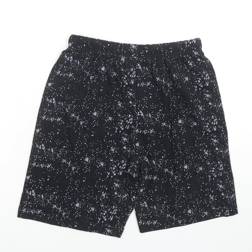 Marks and Spencer Boys Black Spotted Cotton Sweat Shorts Size 9-10 Years L6 in Regular Drawstring