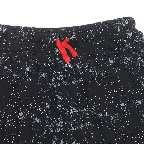 Marks and Spencer Boys Black Spotted Cotton Sweat Shorts Size 9-10 Years L6 in Regular Drawstring
