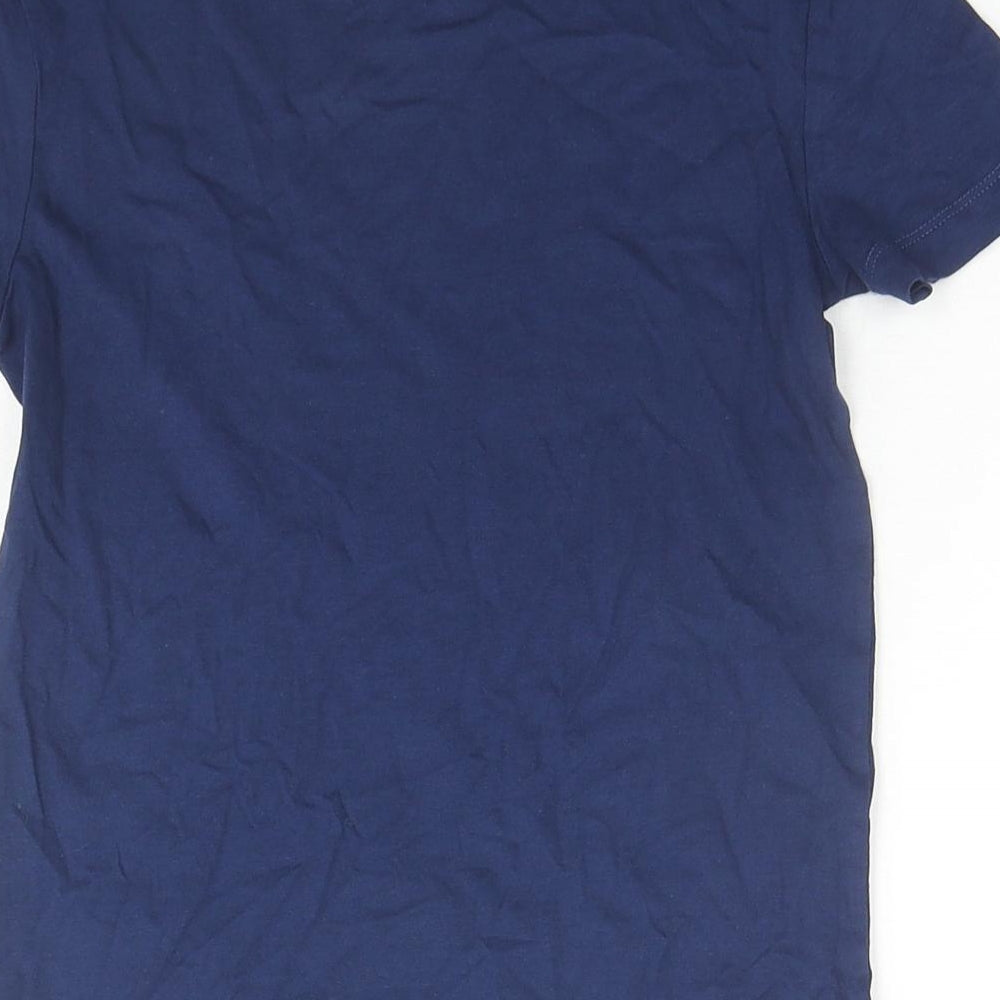 Marks and Spencer Boys Blue Cotton Basic T-Shirt Size 6-7 Years Round Neck Pullover - Today Is A Good Day Skater