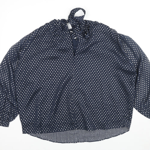 Marks and Spencer Womens Blue Geometric Polyester Basic Blouse Size 14 Round Neck