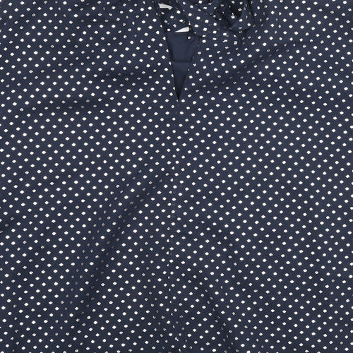 Marks and Spencer Womens Blue Geometric Polyester Basic Blouse Size 14 Round Neck