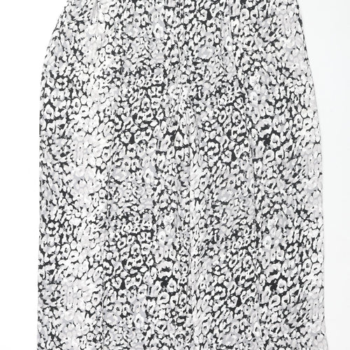 Marks and Spencer Womens Grey Geometric Polyester Trousers Size 18 L24 in Regular Drawstring