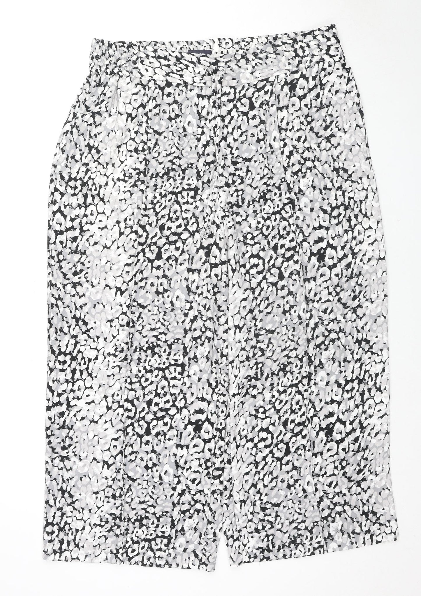 Marks and Spencer Womens Grey Geometric Polyester Trousers Size 18 L24 in Regular Drawstring