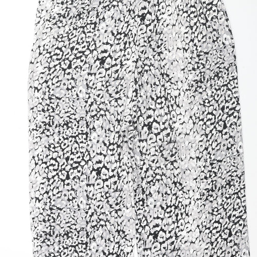 Marks and Spencer Womens Grey Geometric Polyester Trousers Size 18 L24 in Regular Drawstring