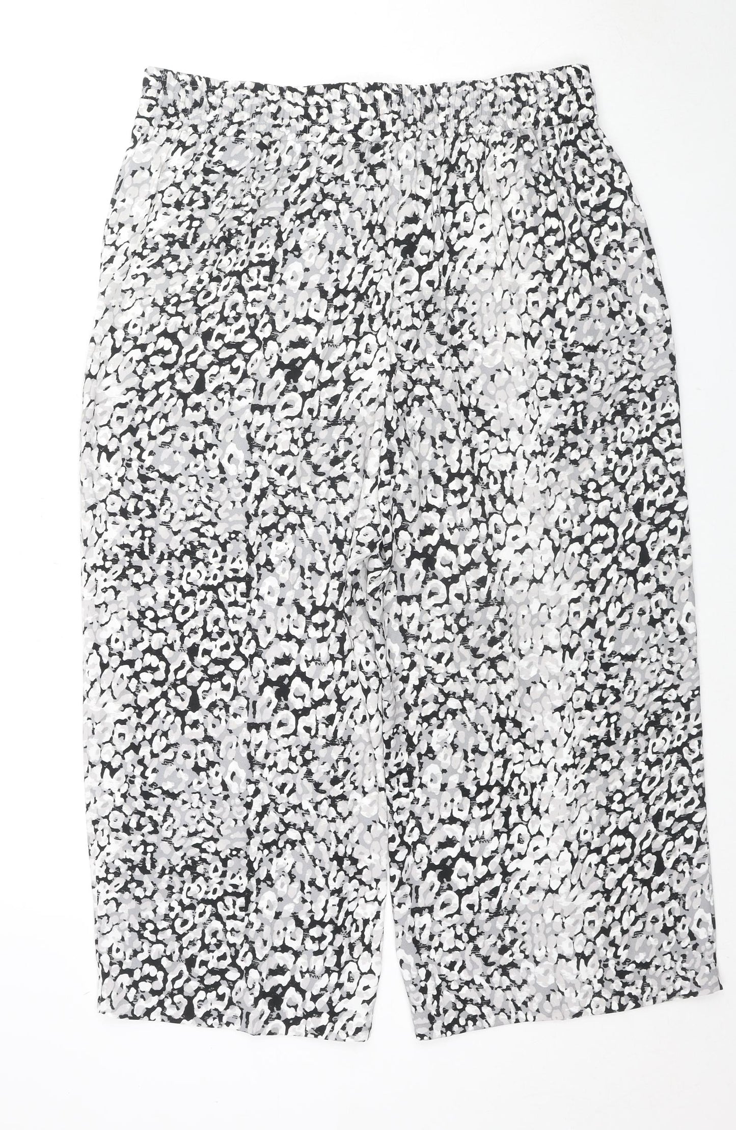 Marks and Spencer Womens Grey Geometric Polyester Trousers Size 18 L24 in Regular Drawstring