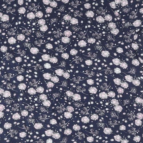 Bonmarché Womens Blue Floral Cotton Basic T-Shirt Size 22 Round Neck