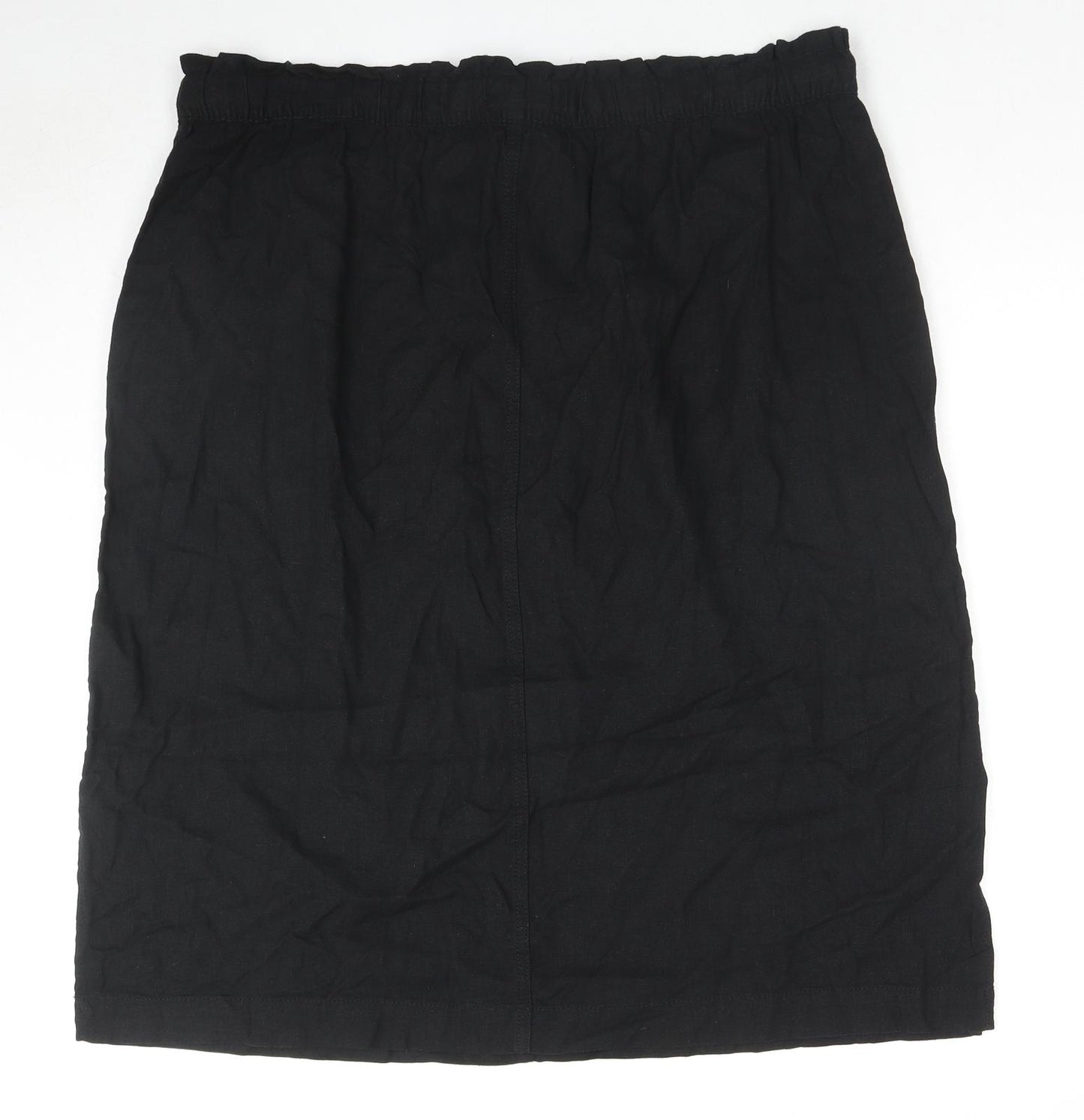 Marks and Spencer Womens Black Linen A-Line Skirt Size 22 Drawstring