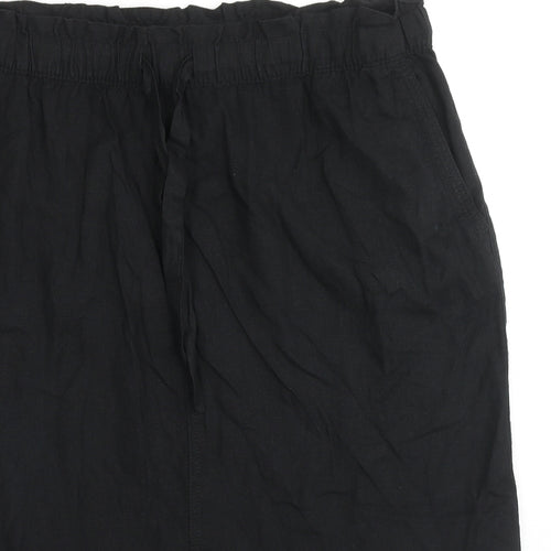 Marks and Spencer Womens Black Linen A-Line Skirt Size 22 Drawstring
