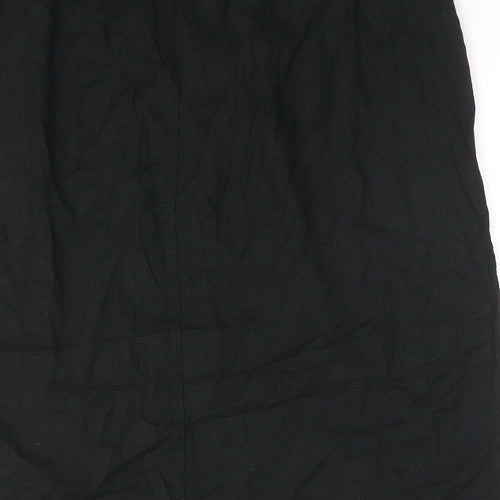 Marks and Spencer Womens Black Linen A-Line Skirt Size 22 Drawstring