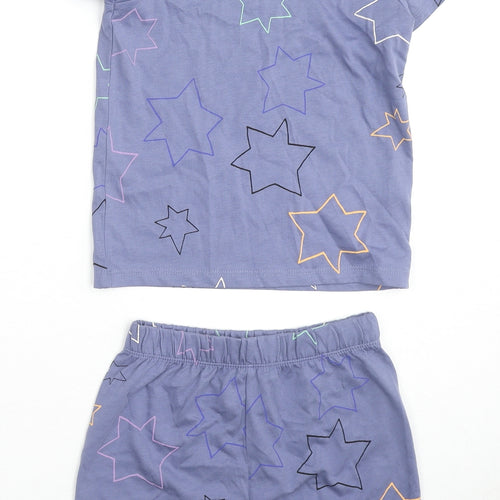 Marks and Spencer Boys Blue Geometric Cotton Pyjama Set Size 2-3 Years Pullover - Stars
