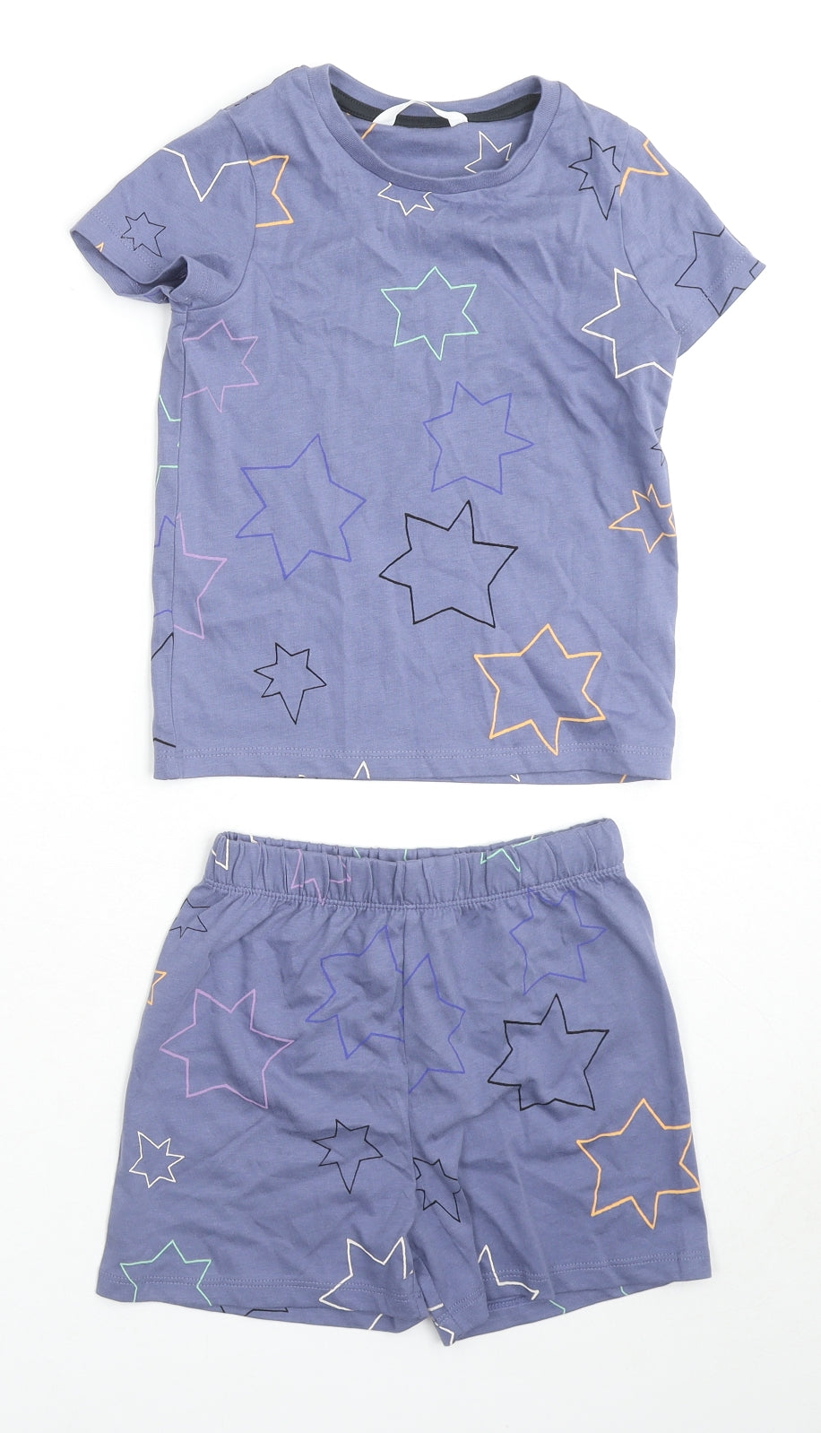 Marks and Spencer Boys Blue Geometric Cotton Pyjama Set Size 2-3 Years Pullover - Stars