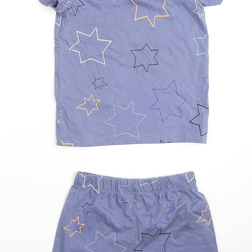 Marks and Spencer Boys Blue Geometric Cotton Pyjama Set Size 2-3 Years Pullover - Stars