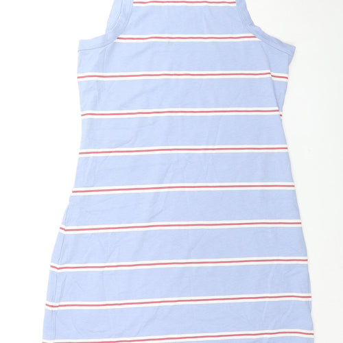 Marks and Spencer Womens Blue Striped Cotton Tank Dress Size M Round Neck Pullover