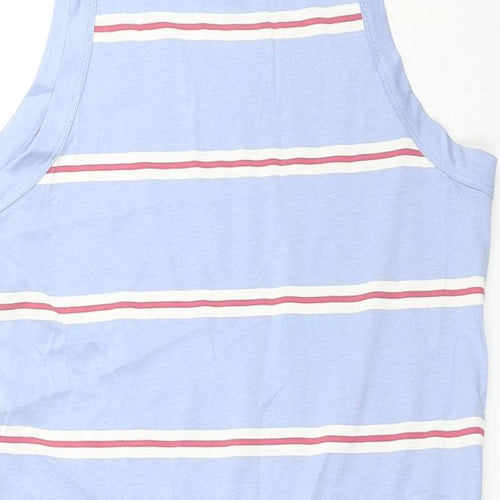 Marks and Spencer Womens Blue Striped Cotton Tank Dress Size M Round Neck Pullover