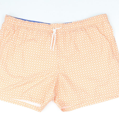 Marks and Spencer Mens Orange Geometric Polyester Sweat Shorts Size 3XL Regular Drawstring