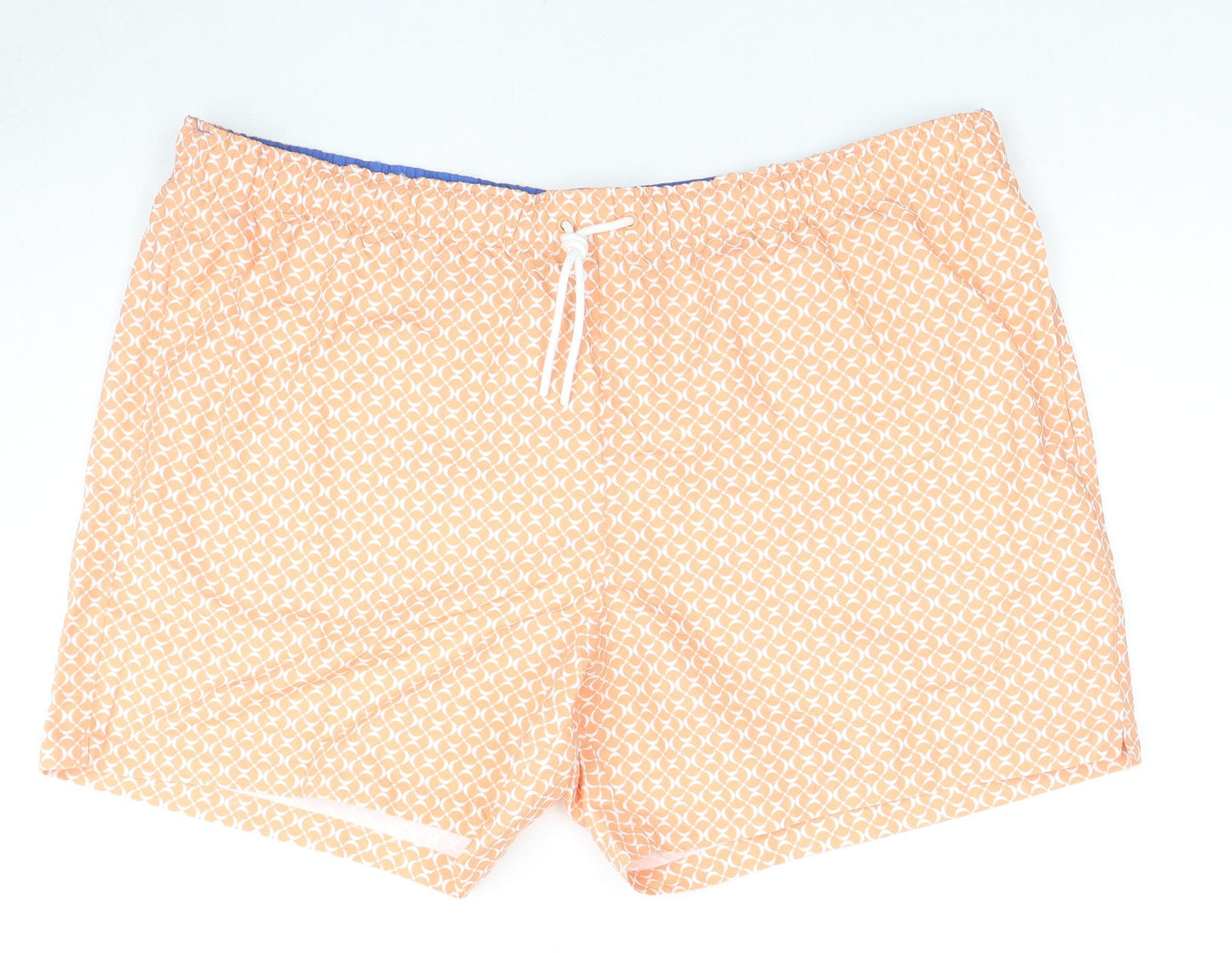 Marks and Spencer Mens Orange Geometric Polyester Sweat Shorts Size 3XL Regular Drawstring