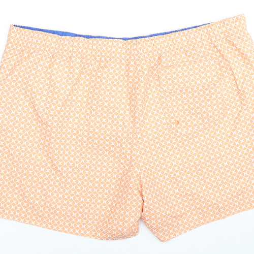 Marks and Spencer Mens Orange Geometric Polyester Sweat Shorts Size 3XL Regular Drawstring