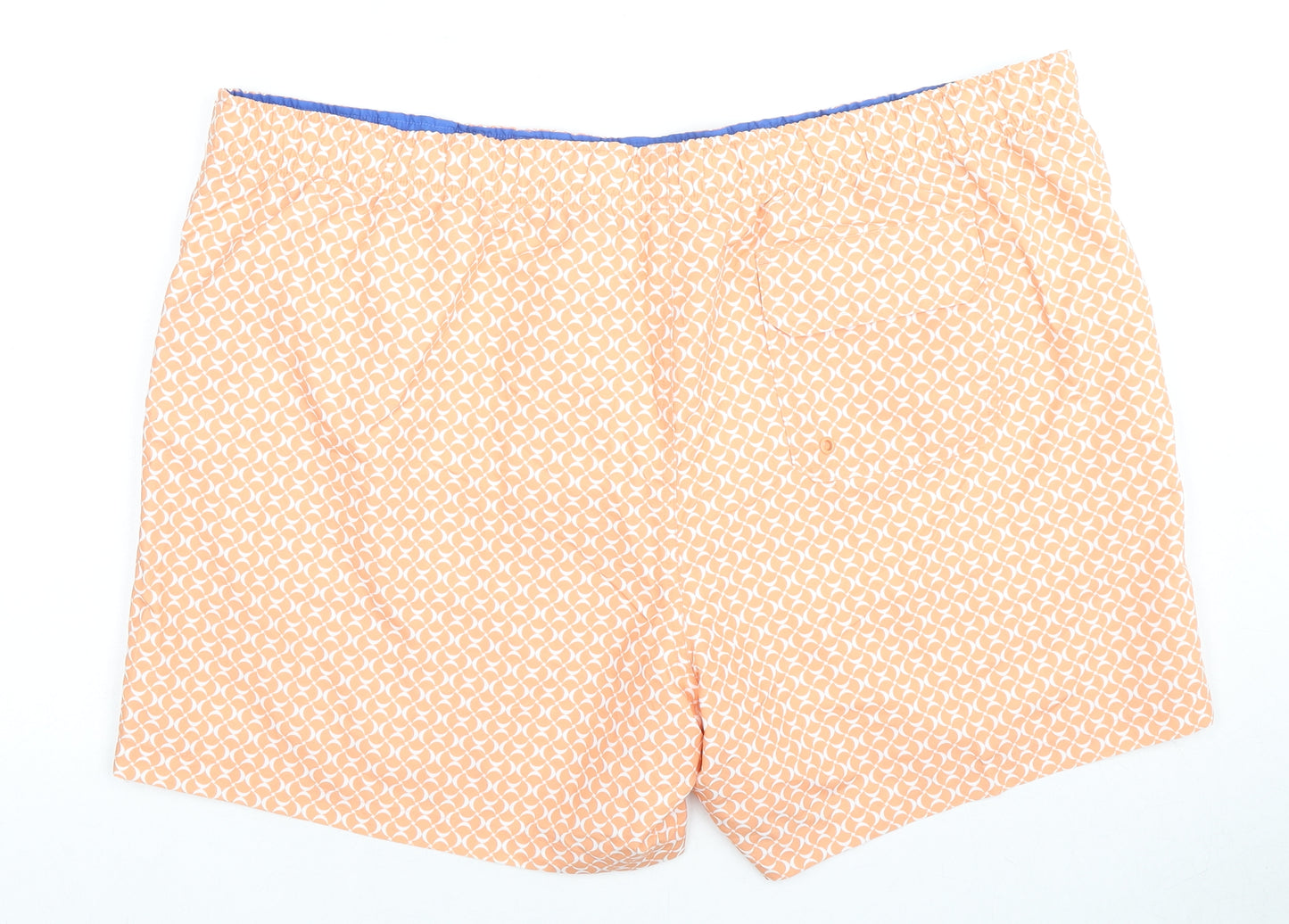 Marks and Spencer Mens Orange Geometric Polyester Sweat Shorts Size 3XL Regular Drawstring