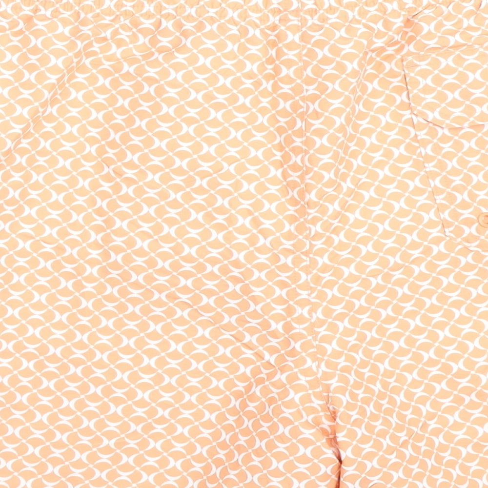 Marks and Spencer Mens Orange Geometric Polyester Sweat Shorts Size 3XL Regular Drawstring