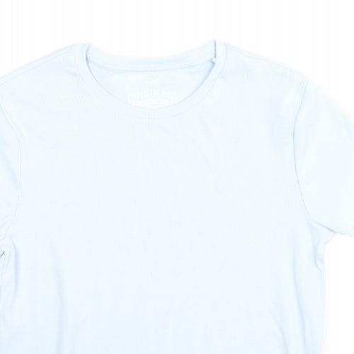 Marks and Spencer Girls Blue Cotton Basic T-Shirt Size 13-14 Years Round Neck Pullover
