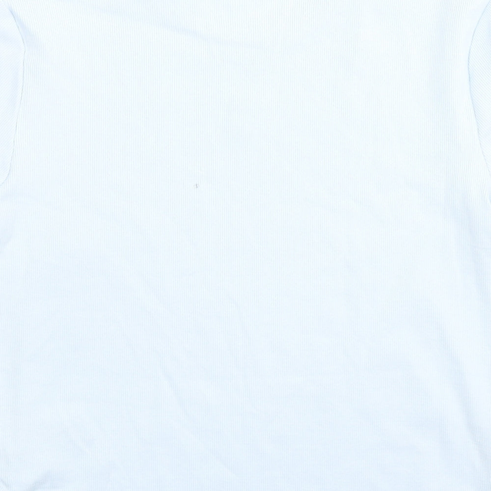 Marks and Spencer Girls Blue Cotton Basic T-Shirt Size 13-14 Years Round Neck Pullover