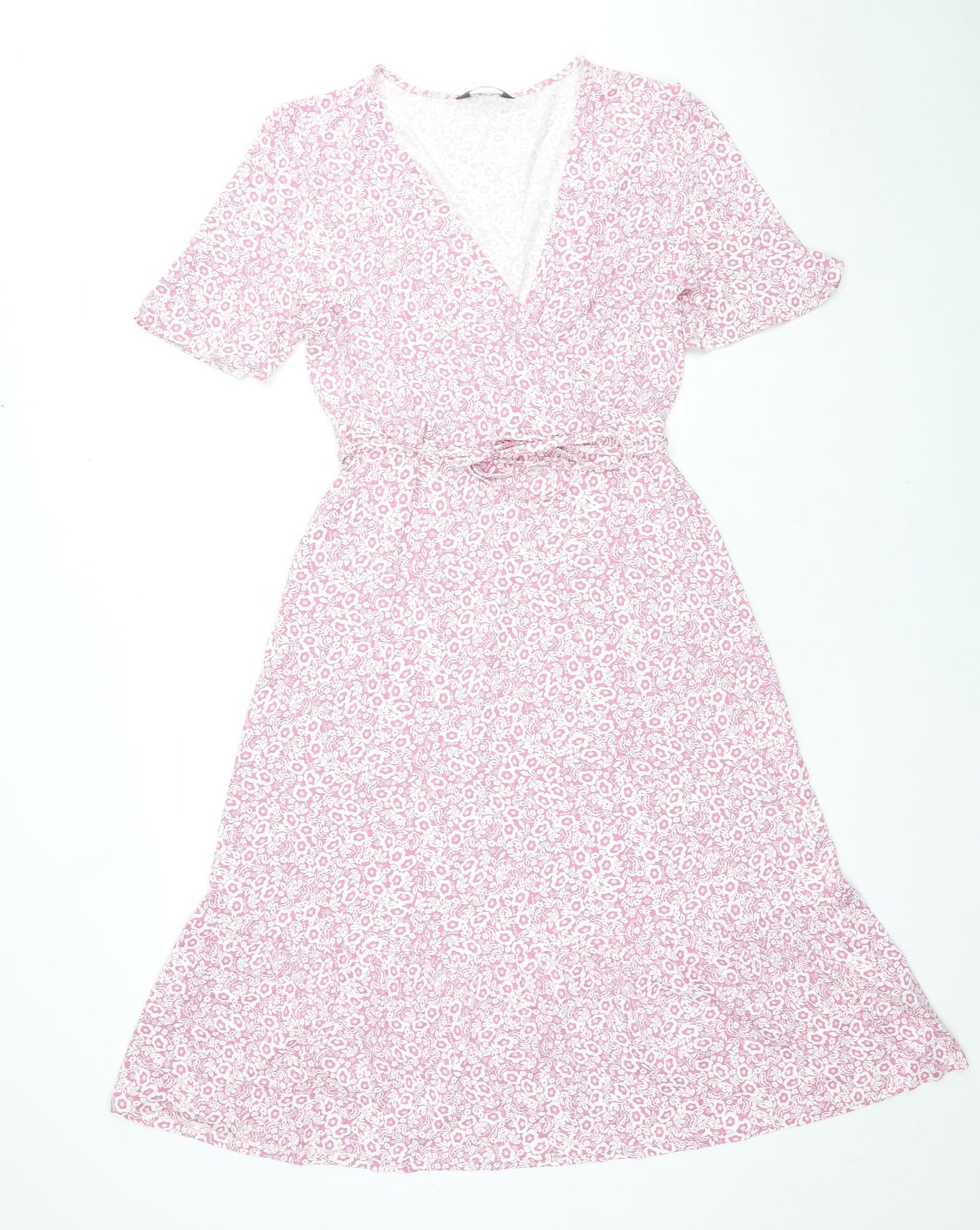 Marks and Spencer Womens Pink Floral Viscose Maxi Size 10 V-Neck Pullover