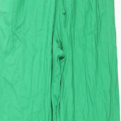 Marks and Spencer Womens Green Linen Trousers Size 8 L32 in Regular Drawstring