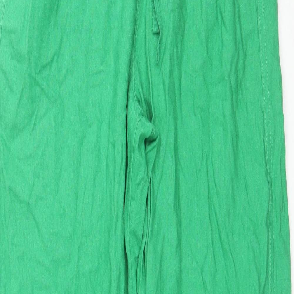 Marks and Spencer Womens Green Linen Trousers Size 8 L32 in Regular Drawstring