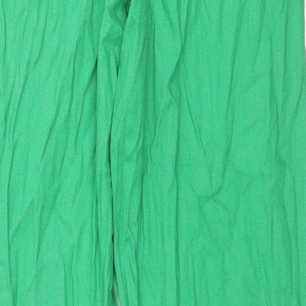 Marks and Spencer Womens Green Linen Trousers Size 8 L32 in Regular Drawstring