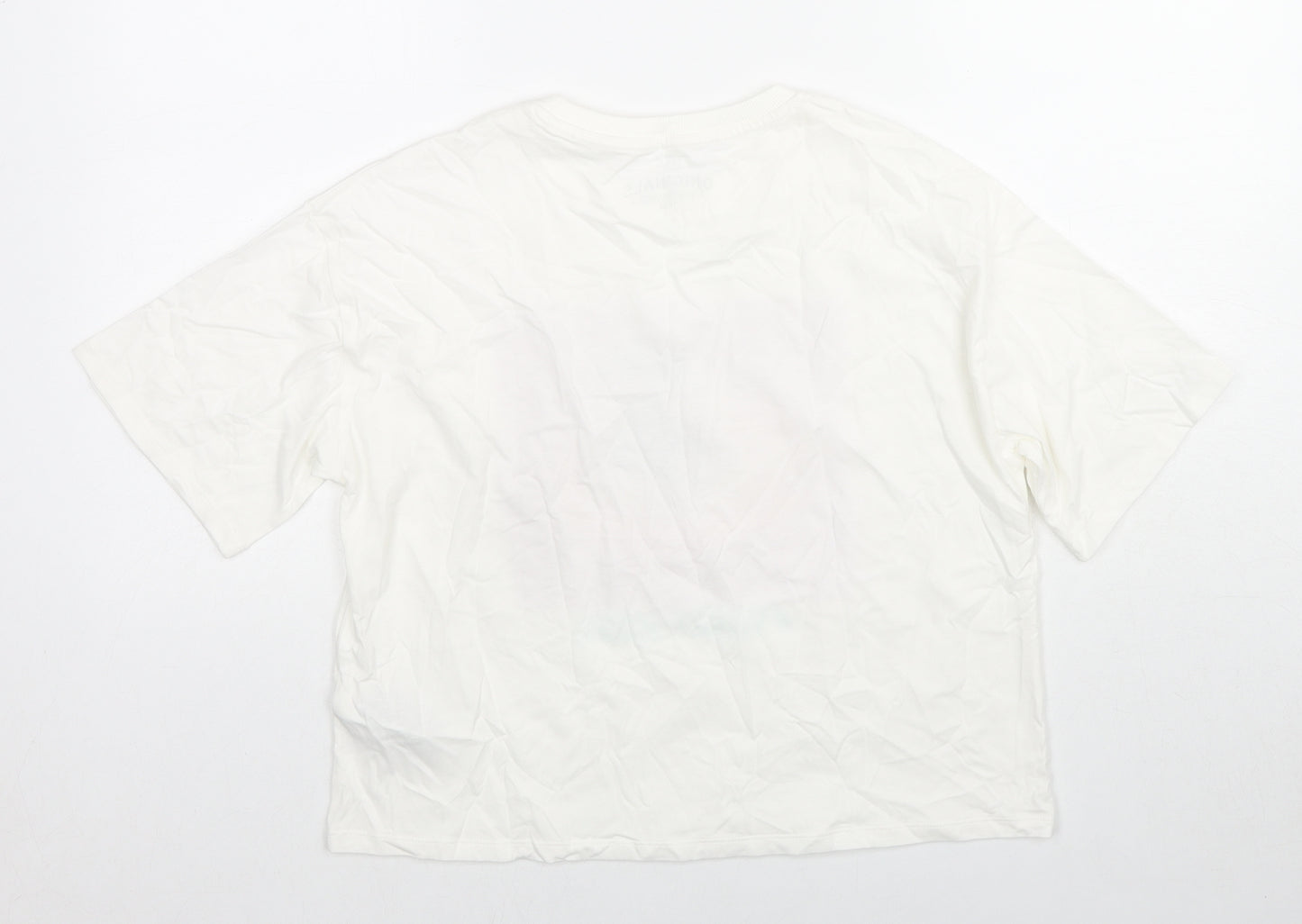 Marks and Spencer Girls White Cotton Basic T-Shirt Size 12-13 Years Round Neck Pullover - Vacay Mode