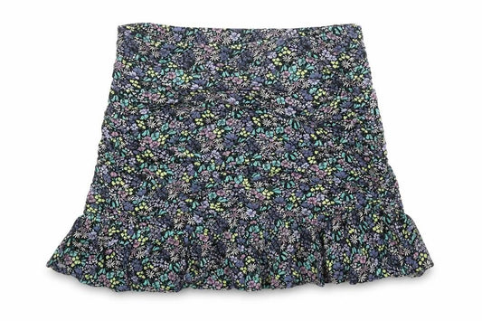 Marks and Spencer Girls Multicoloured Floral Viscose Pleated Skirt Size 12-13 Years Regular Zip