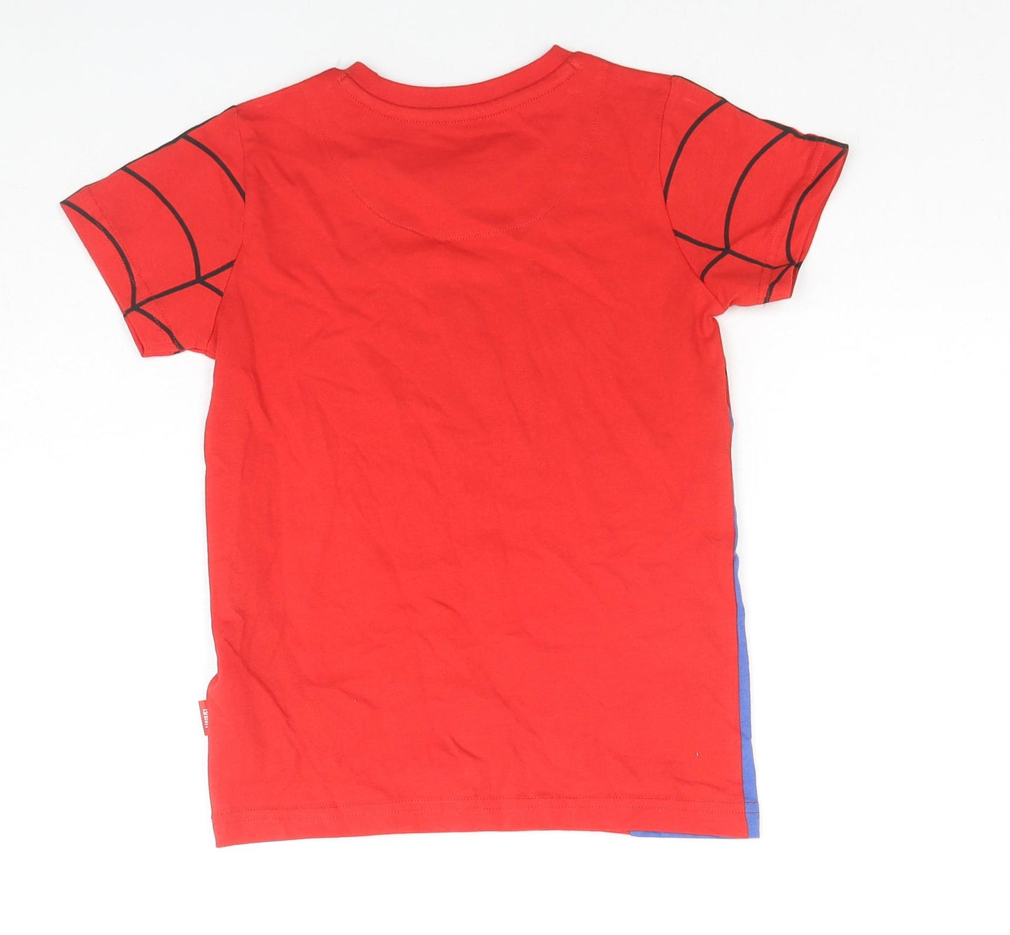 Marks and Spencer Boys Red Cotton Basic T-Shirt Size 5-6 Years Round Neck Pullover - Spiderman