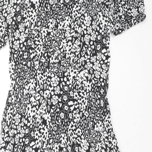 Marks and Spencer Womens Black Floral Viscose Maxi Size 12 Square Neck Pullover