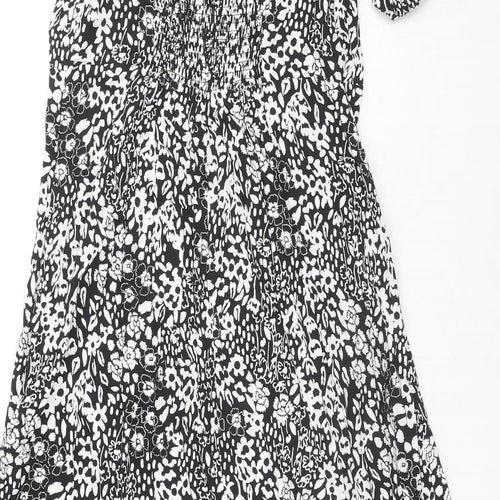 Marks and Spencer Womens Black Floral Viscose Maxi Size 12 Square Neck Pullover