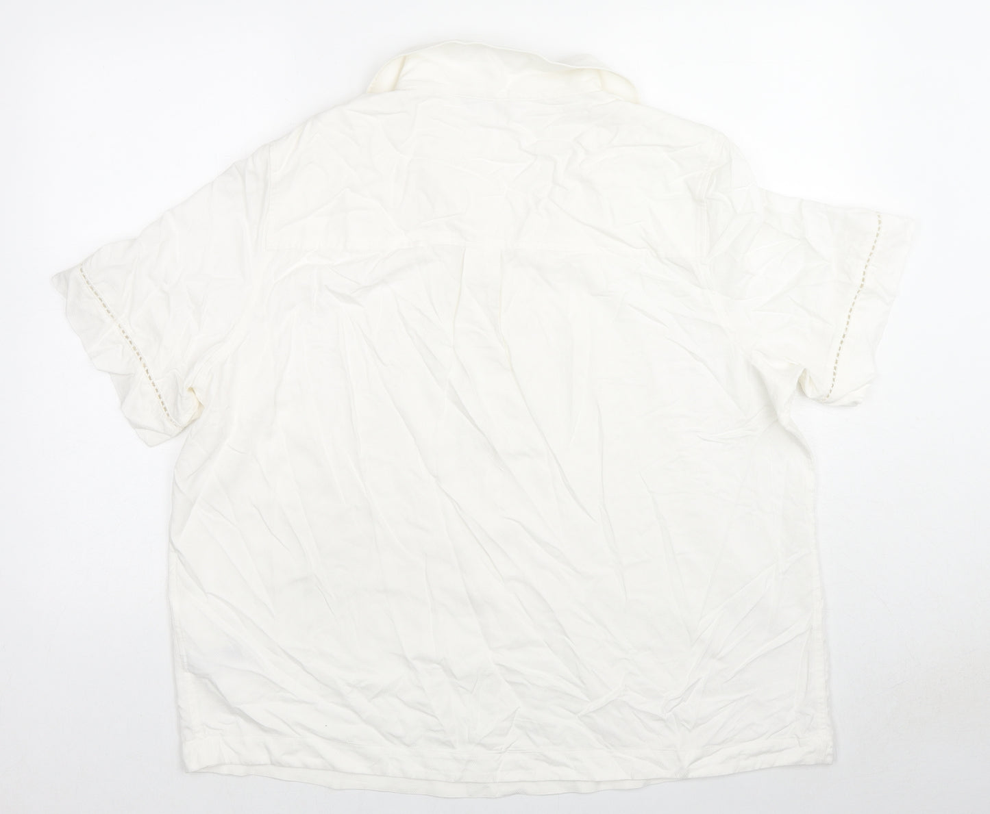 Marks and Spencer Womens White Viscose Jersey Blouse Size 18 Collared