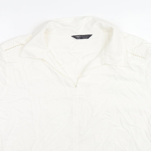 Marks and Spencer Womens White Viscose Jersey Blouse Size 18 Collared