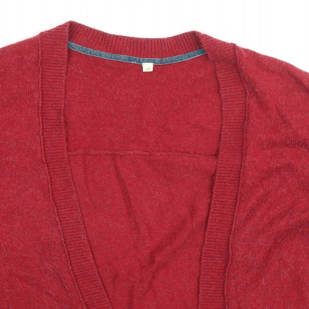 White Stuff Womens Red V-Neck Nylon Cardigan Jumper Size 10