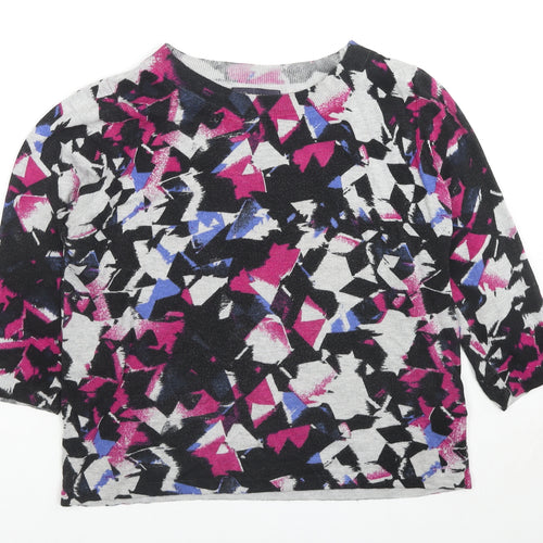 Marks and Spencer Womens Multicoloured Round Neck Geometric Viscose Pullover Jumper Size 14
