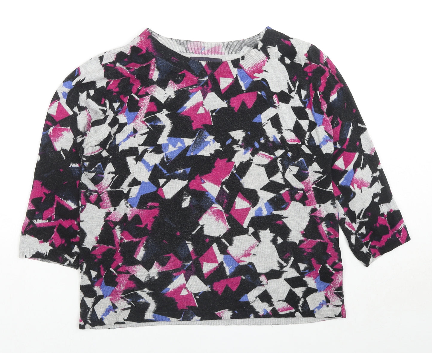 Marks and Spencer Womens Multicoloured Round Neck Geometric Viscose Pullover Jumper Size 14