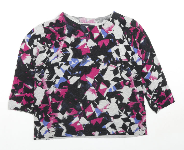 Marks and Spencer Womens Multicoloured Round Neck Geometric Viscose Pullover Jumper Size 14