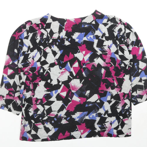 Marks and Spencer Womens Multicoloured Round Neck Geometric Viscose Pullover Jumper Size 14