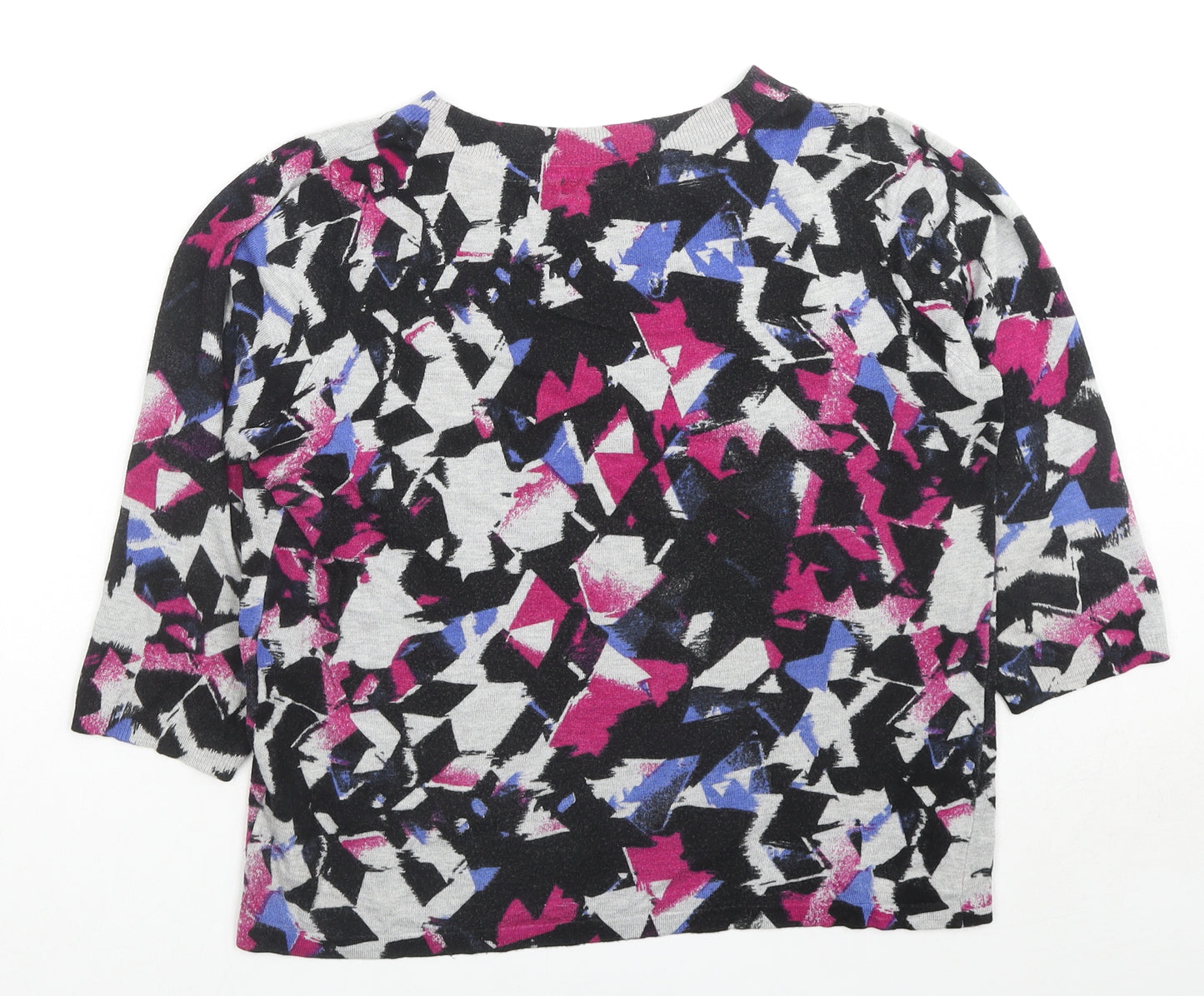 Marks and Spencer Womens Multicoloured Round Neck Geometric Viscose Pullover Jumper Size 14