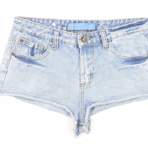 Rock & Revolution Womens Blue Cotton Hot Pants Shorts Size 10 Regular Zip - Pockets